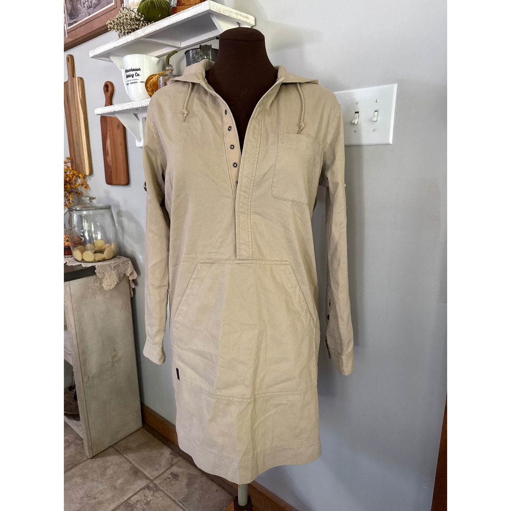 Ralph Lauren Hooded Shirt Dress Small Tan Utility Safari Cotton vintage coat